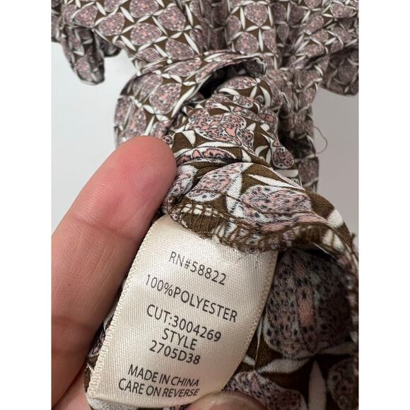 Max Studio Women's Blouse V Neck Ruffle Sleeve Tie Waist Business Casual Medium - Picture 7 of 7